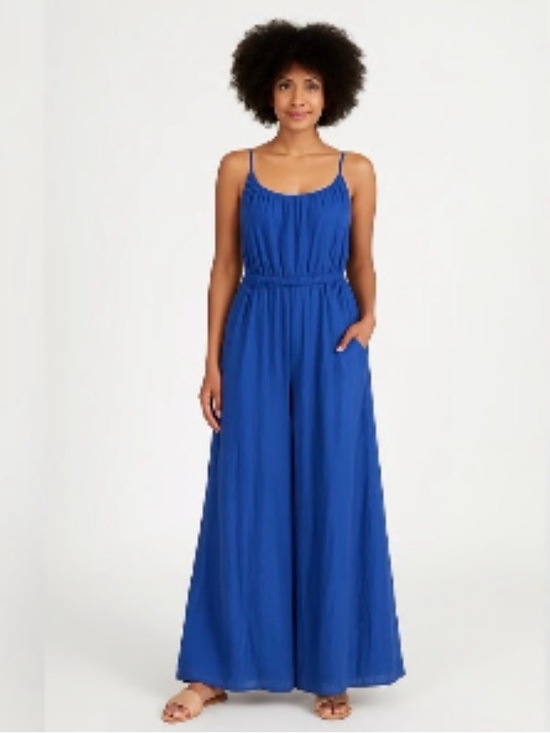 Haute Hippie Pants - Haute Hippie Style NWT dazzling blue linen blend strappy wide leg jumpsuit large